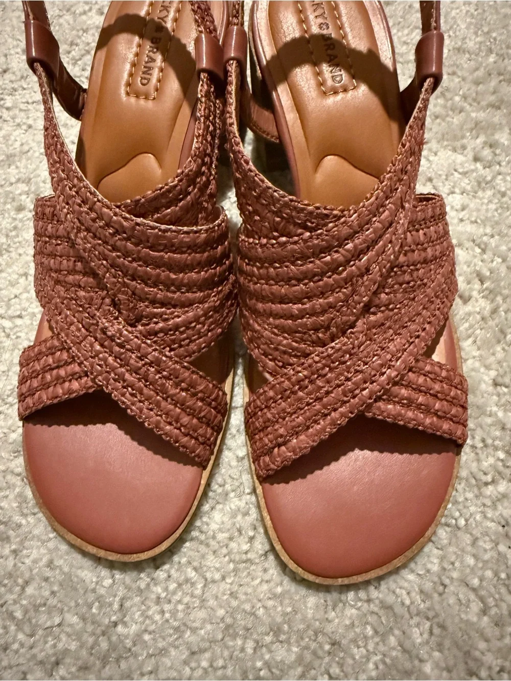 Lucky Brand Women's Braided Wedge Sandals - Rust Brown Size 9.5 NEW